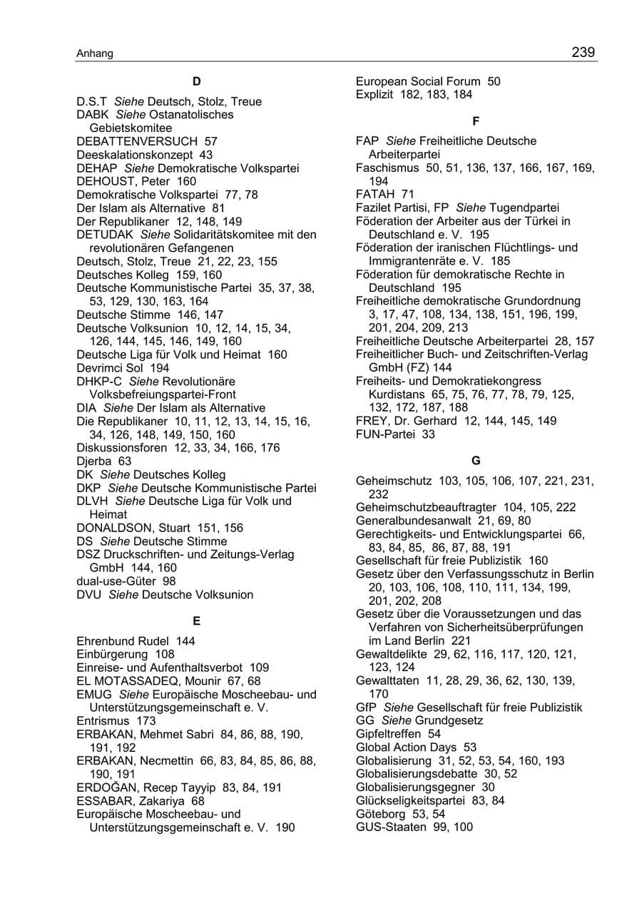Seite 243 des Verfassungsschutzbericht 2002 Berlin