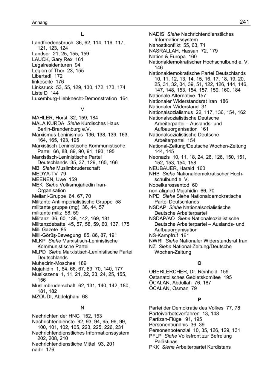 Seite 245 des Verfassungsschutzbericht 2002 Berlin