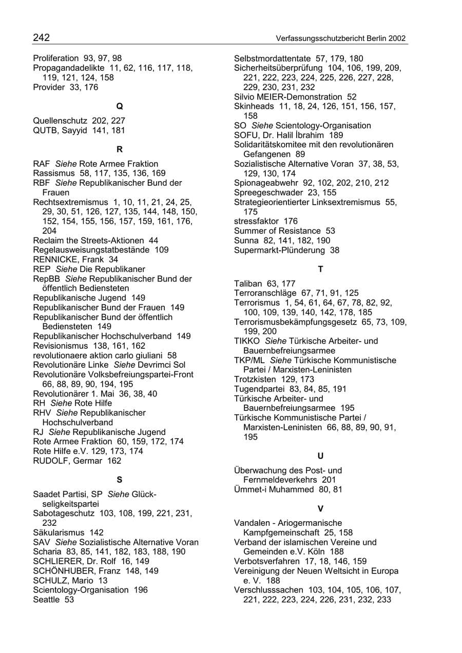 Seite 246 des Verfassungsschutzbericht 2002 Berlin