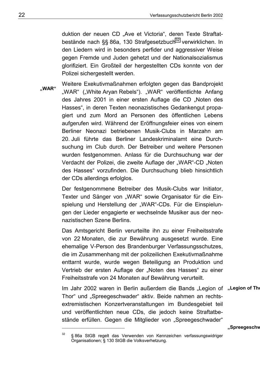 Seite 26 des Verfassungsschutzbericht 2002 Berlin