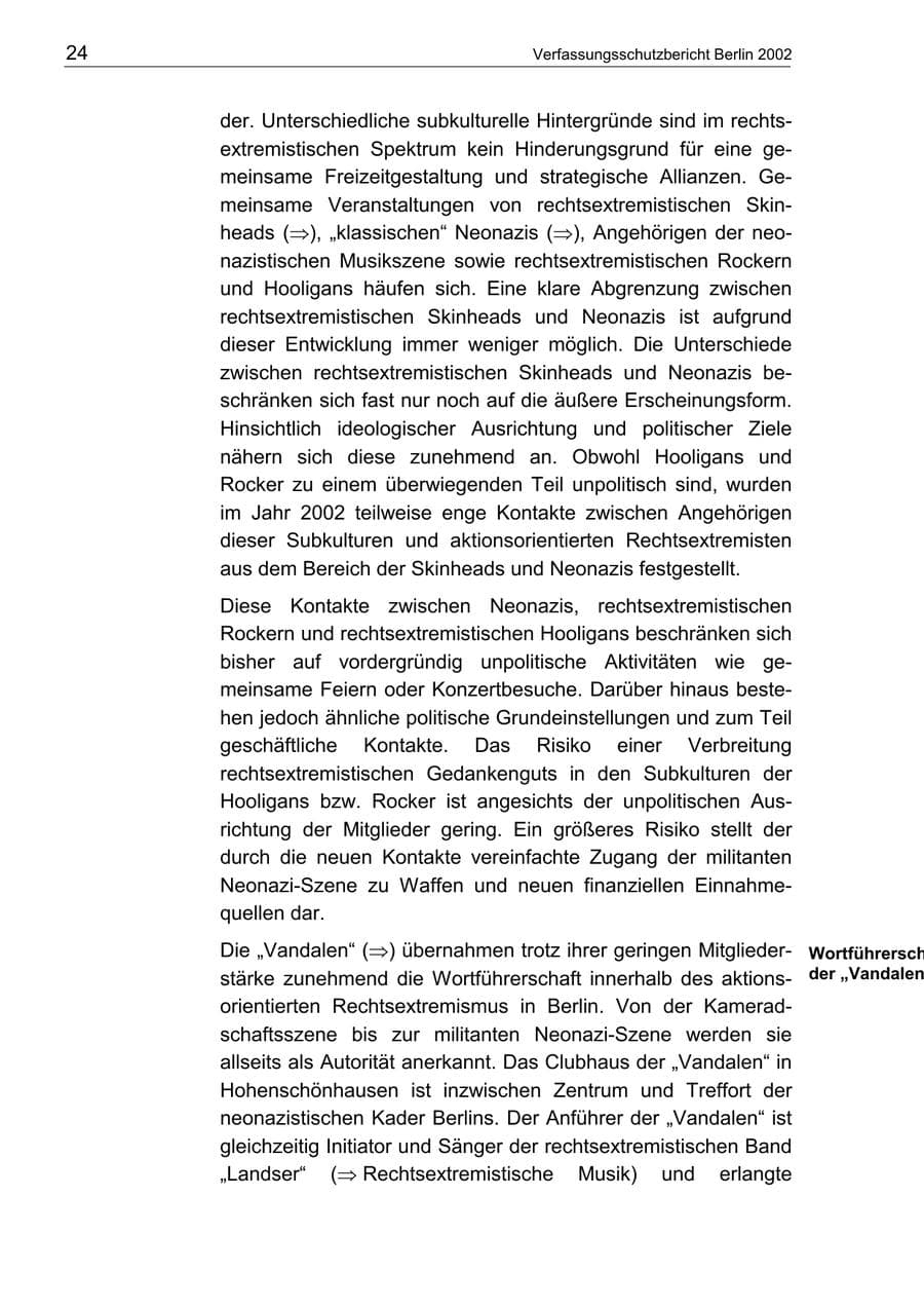 Seite 28 des Verfassungsschutzbericht 2002 Berlin