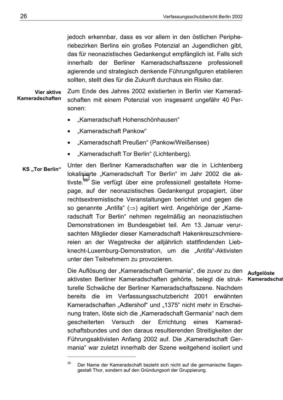 Seite 30 des Verfassungsschutzbericht 2002 Berlin