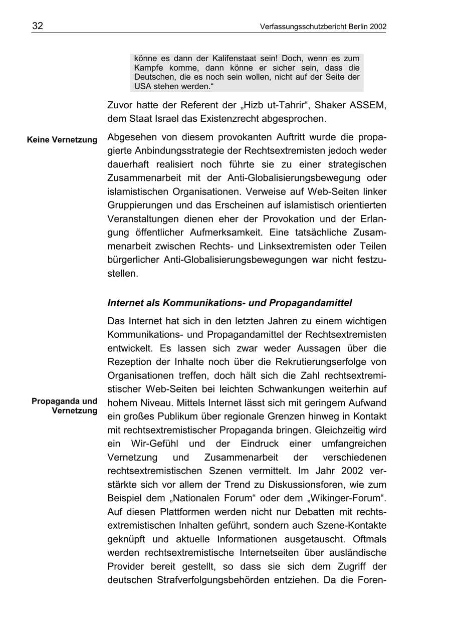 Seite 36 des Verfassungsschutzbericht 2002 Berlin