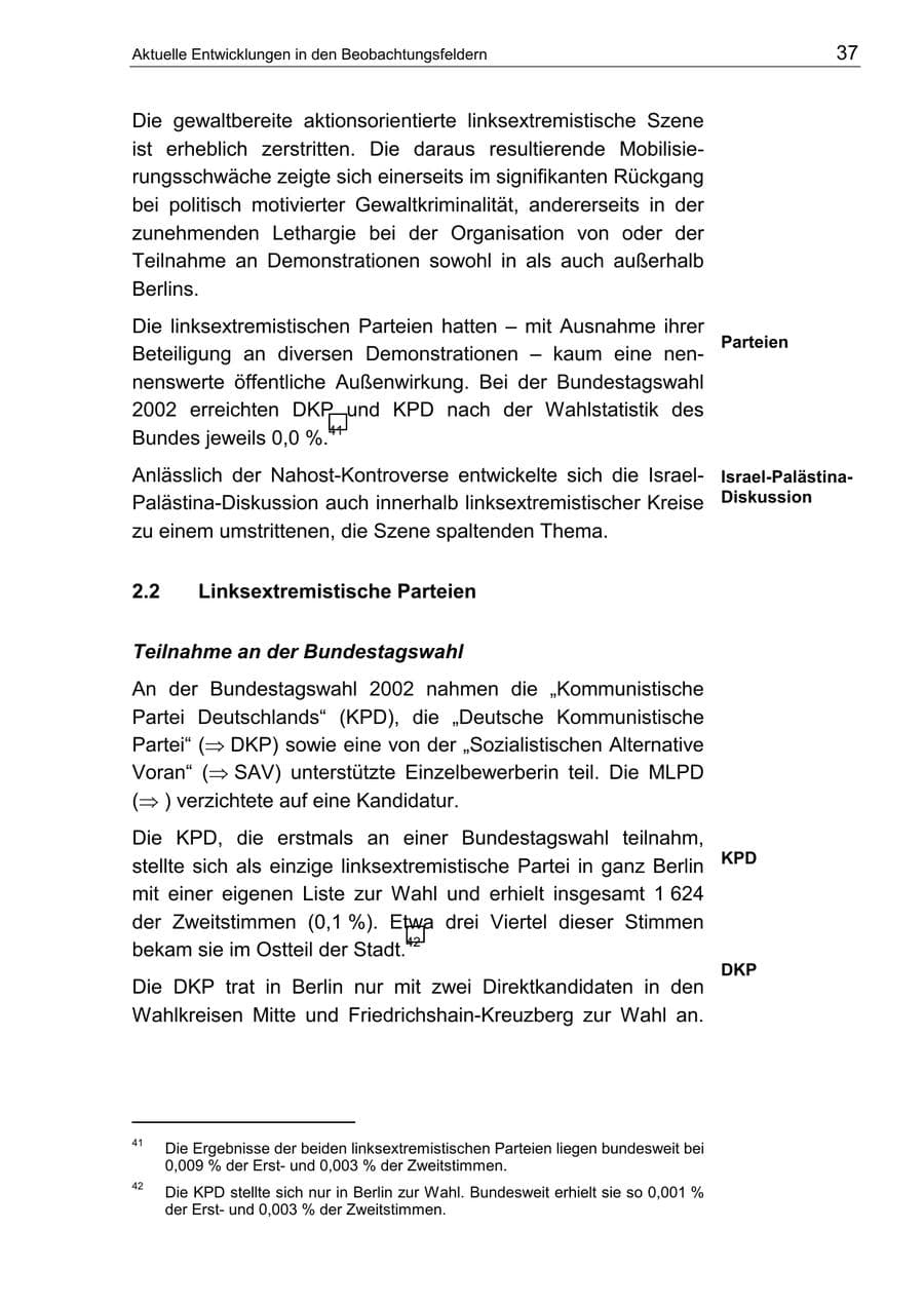 Seite 41 des Verfassungsschutzbericht 2002 Berlin