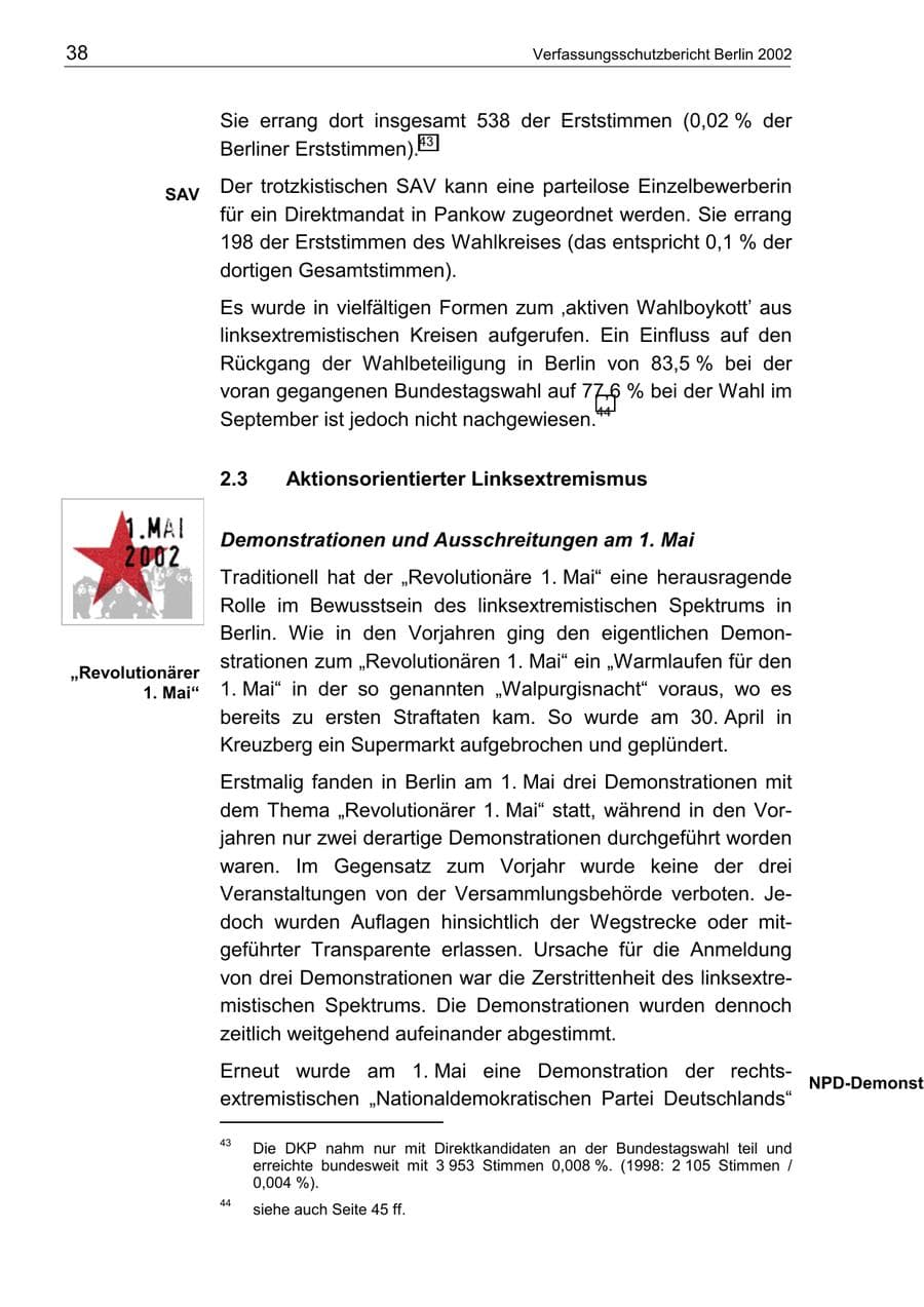 Seite 42 des Verfassungsschutzbericht 2002 Berlin
