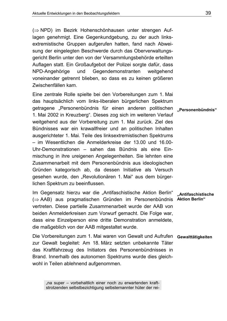 Seite 43 des Verfassungsschutzbericht 2002 Berlin
