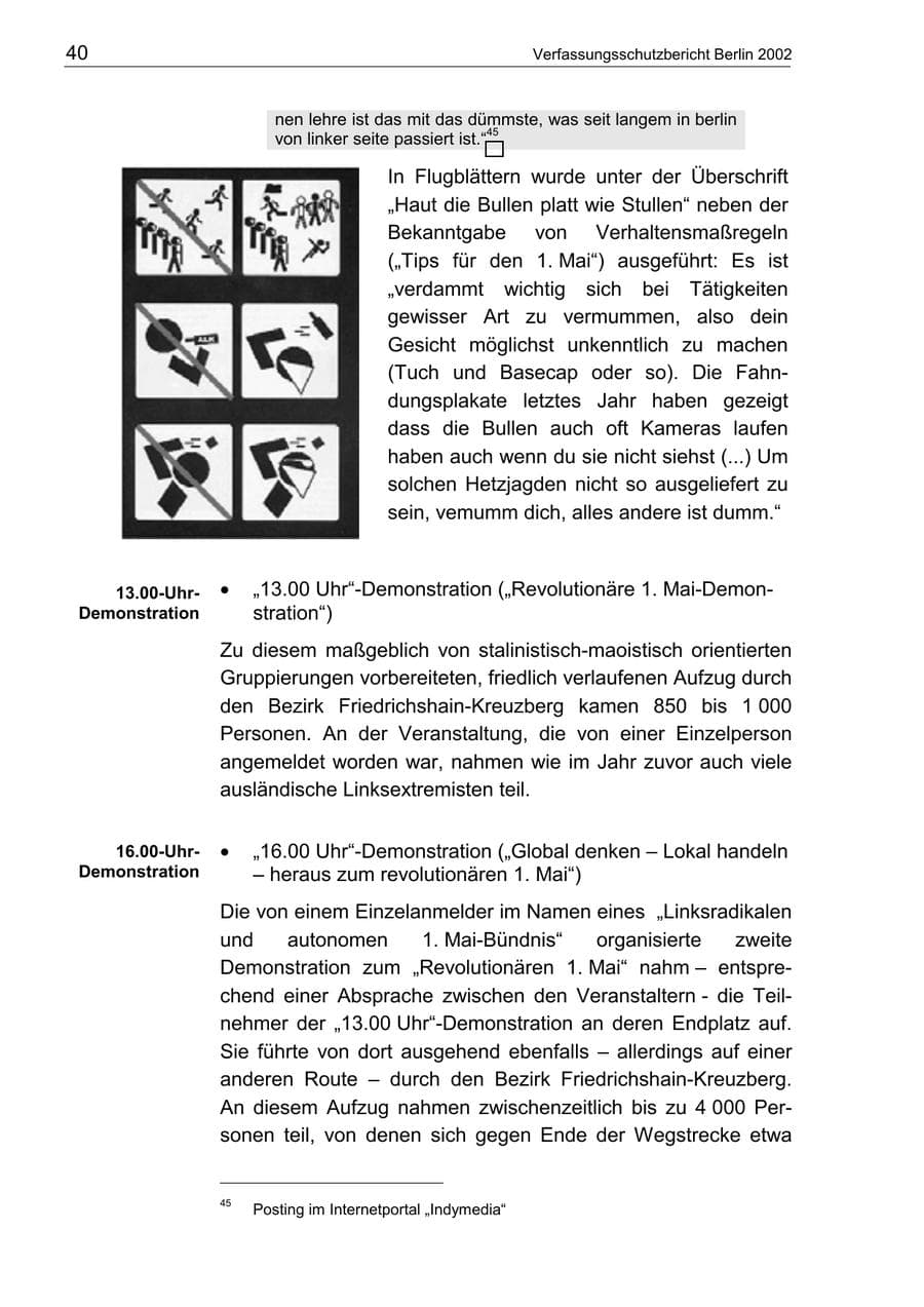 Seite 44 des Verfassungsschutzbericht 2002 Berlin