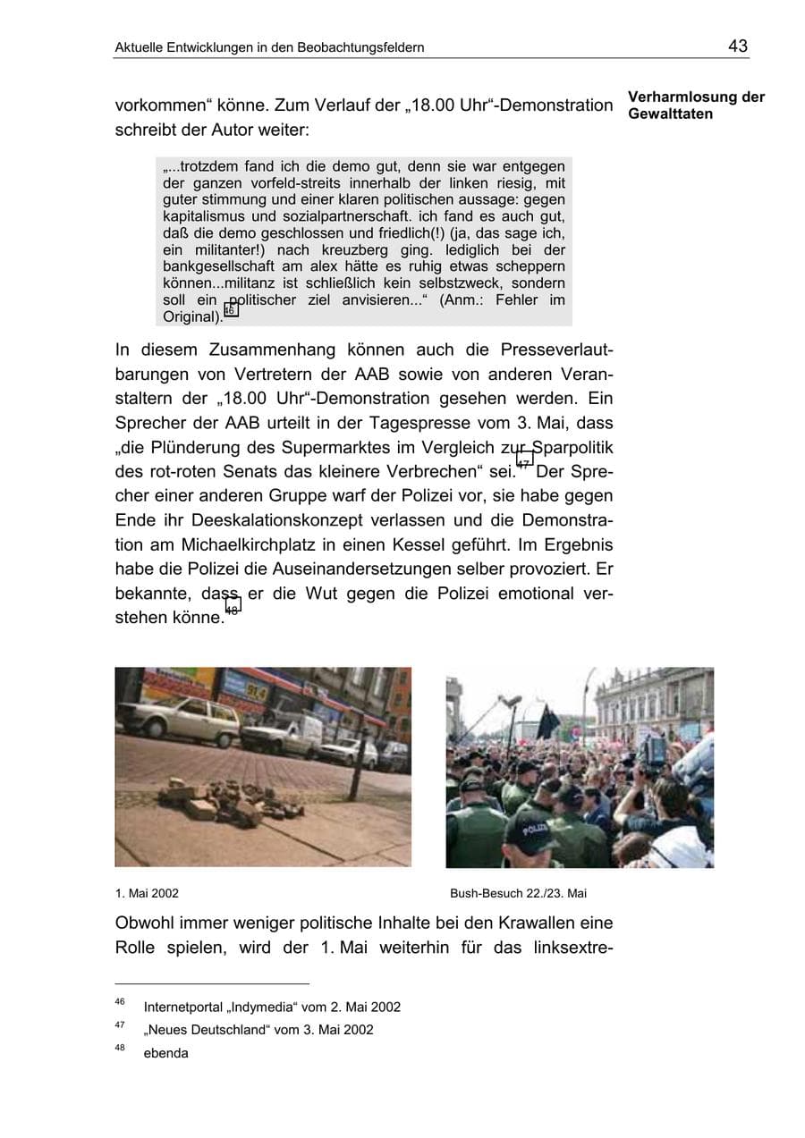 Seite 47 des Verfassungsschutzbericht 2002 Berlin