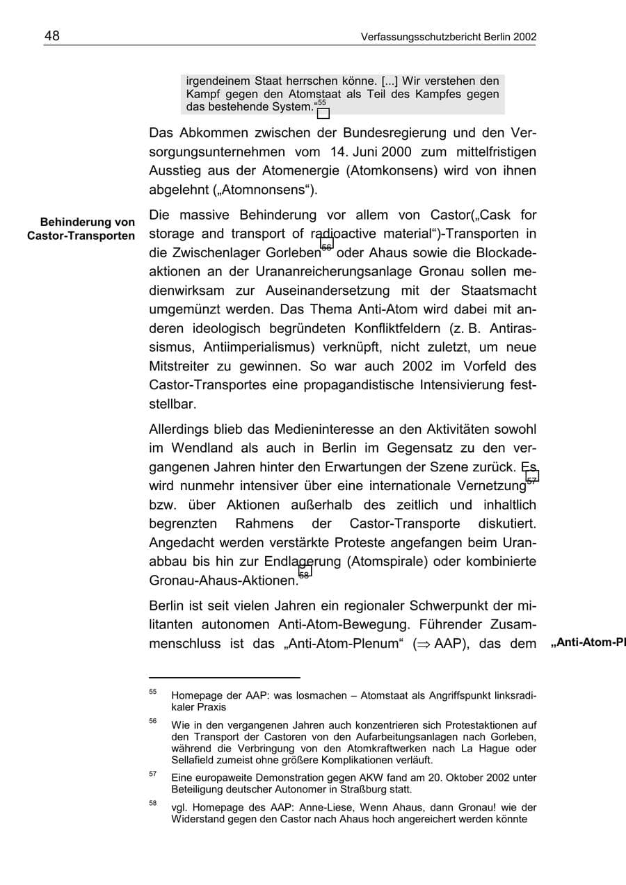 Seite 52 des Verfassungsschutzbericht 2002 Berlin