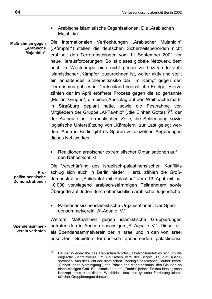 Seite 68 des Verfassungsschutzbericht 2002 Berlin