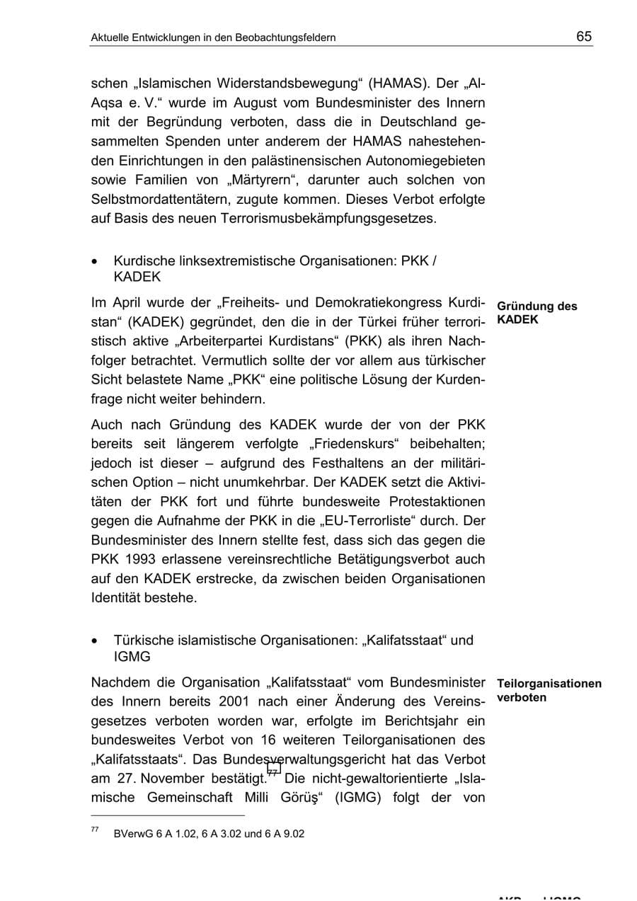 Seite 69 des Verfassungsschutzbericht 2002 Berlin