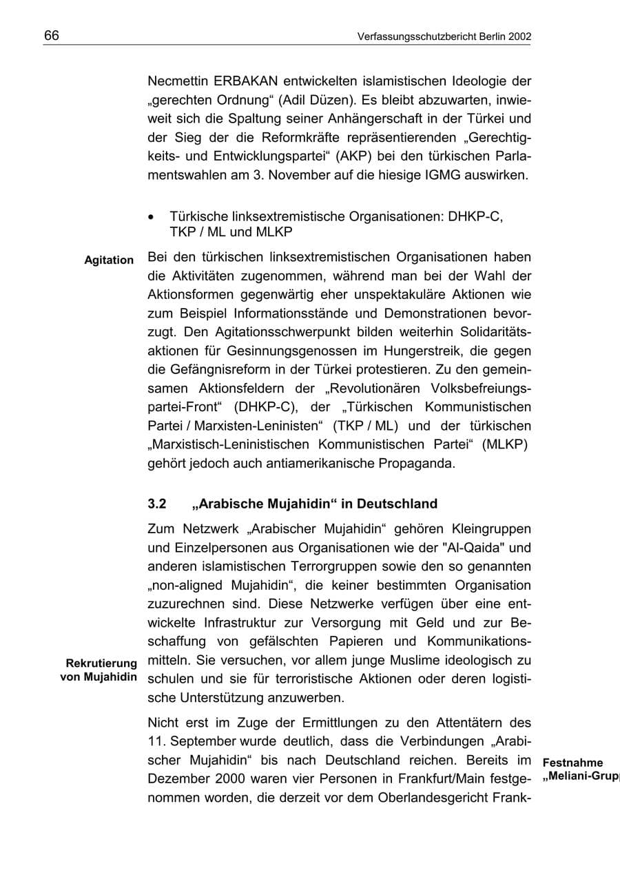 Seite 70 des Verfassungsschutzbericht 2002 Berlin