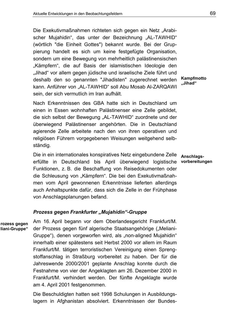 Seite 73 des Verfassungsschutzbericht 2002 Berlin