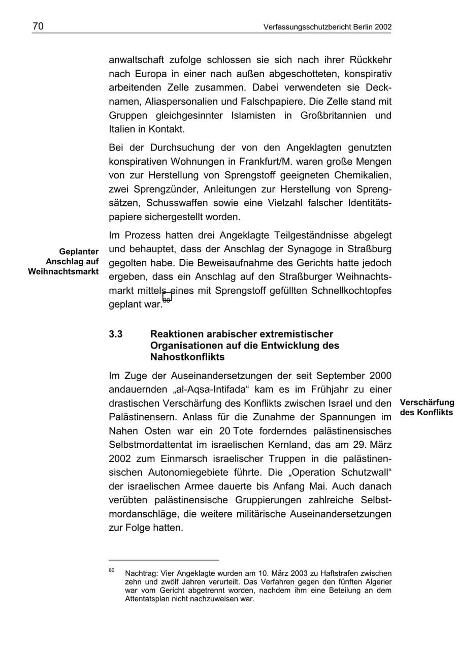 Seite 74 des Verfassungsschutzbericht 2002 Berlin
