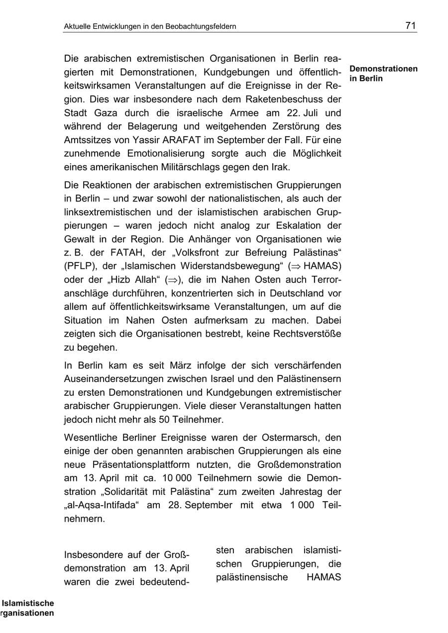 Seite 75 des Verfassungsschutzbericht 2002 Berlin