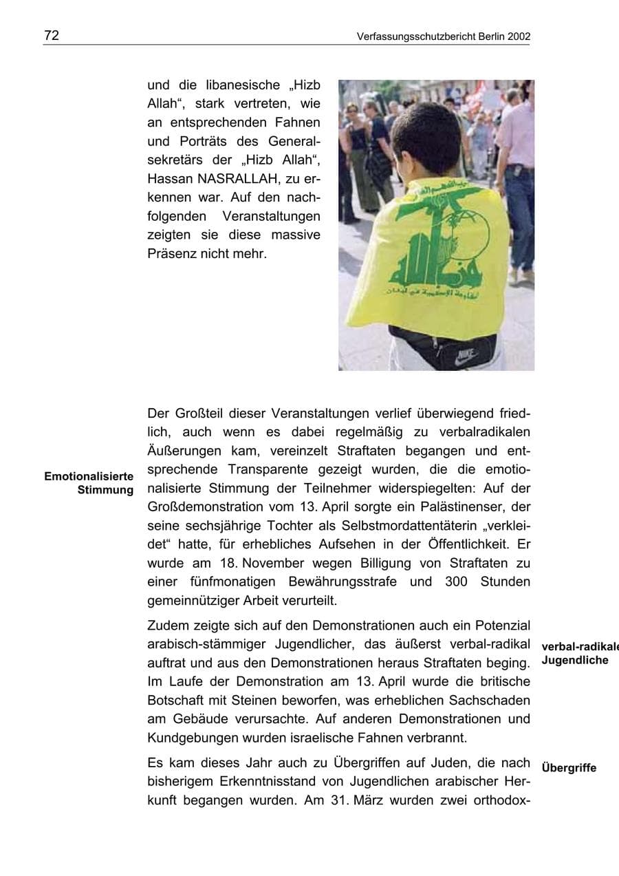 Seite 76 des Verfassungsschutzbericht 2002 Berlin
