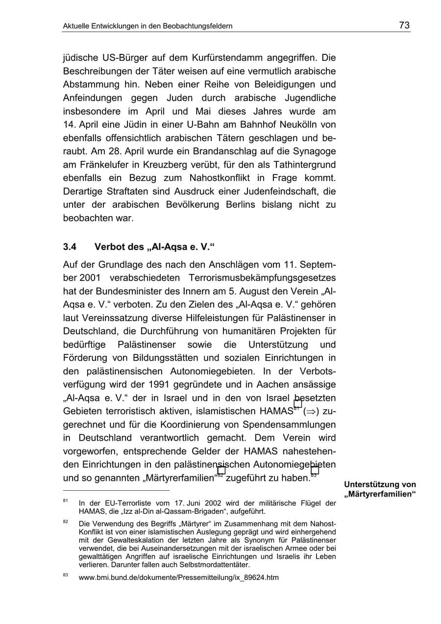 Seite 77 des Verfassungsschutzbericht 2002 Berlin