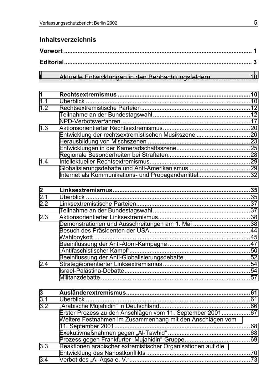 Seite 9 des Verfassungsschutzbericht 2002 Berlin