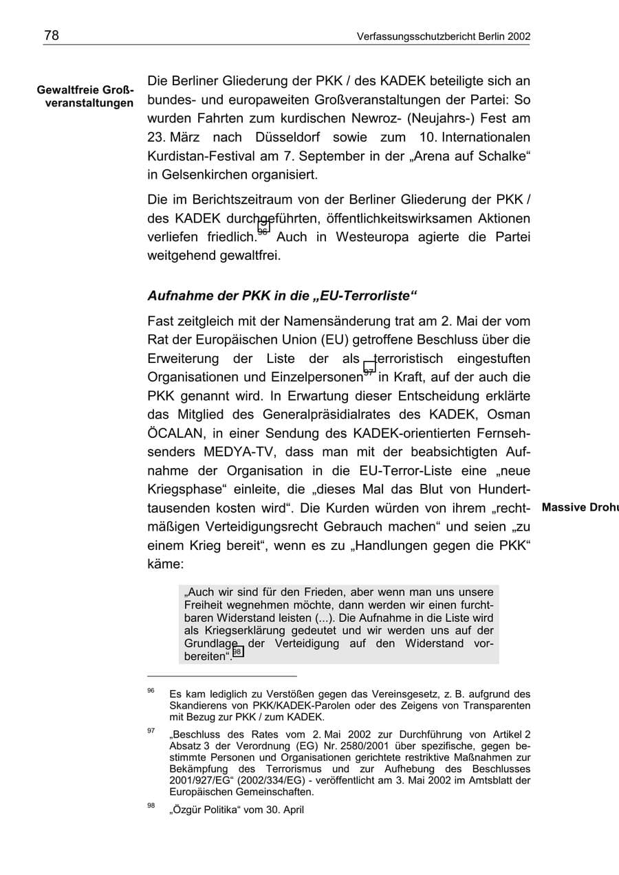 Seite 82 des Verfassungsschutzbericht 2002 Berlin