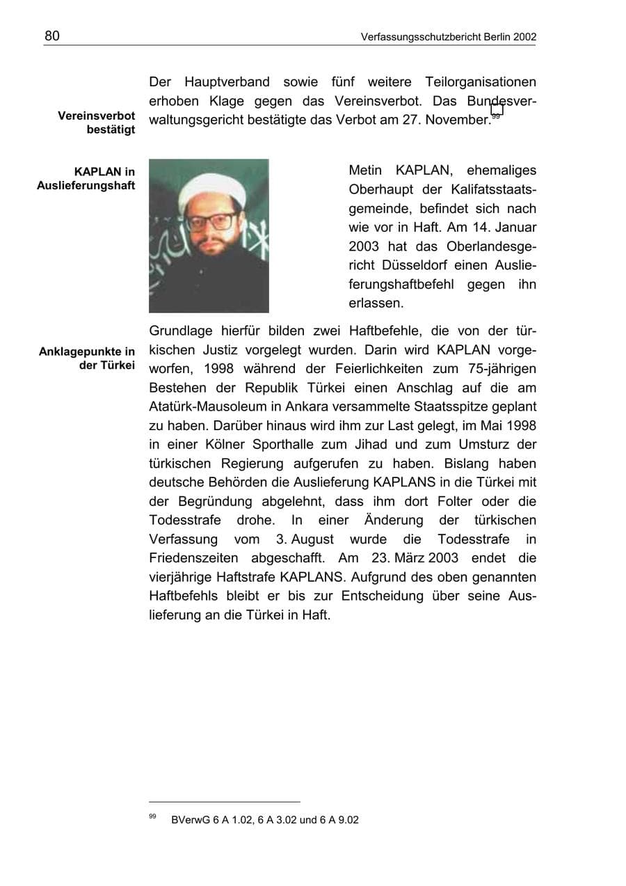 Seite 84 des Verfassungsschutzbericht 2002 Berlin