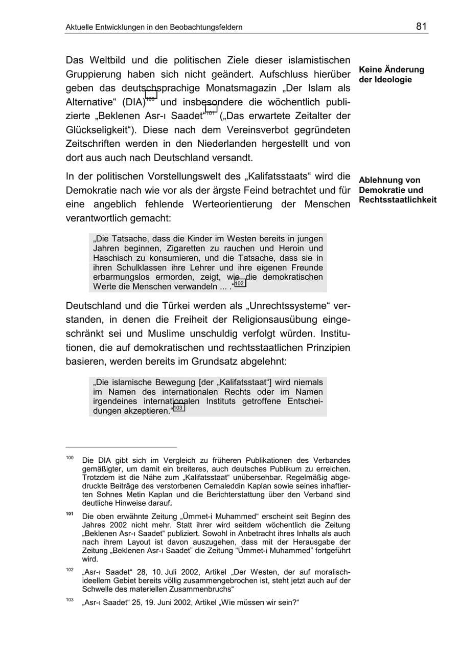 Seite 85 des Verfassungsschutzbericht 2002 Berlin