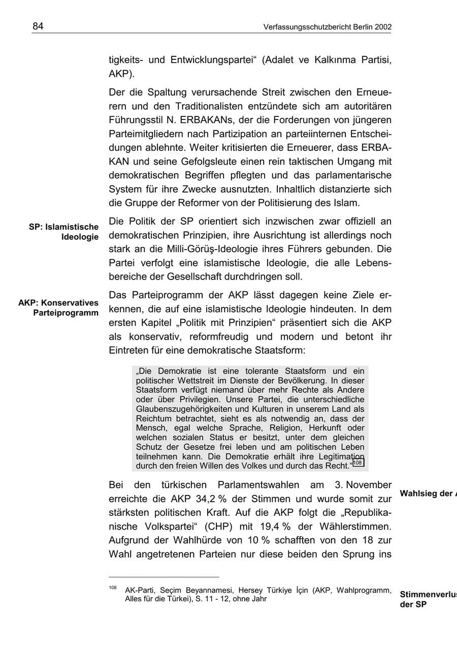 Seite 88 des Verfassungsschutzbericht 2002 Berlin