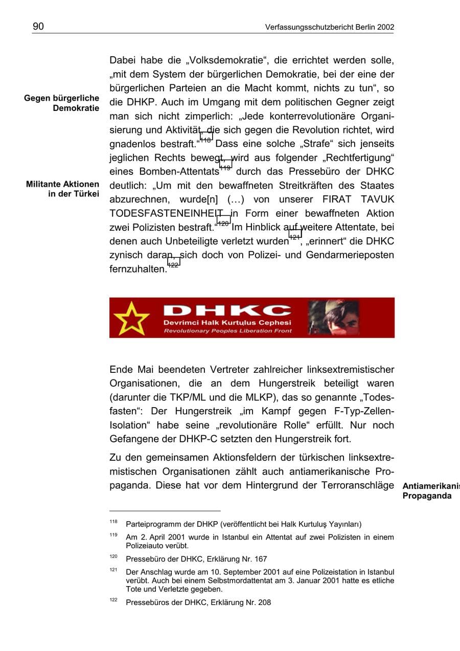 Seite 94 des Verfassungsschutzbericht 2002 Berlin
