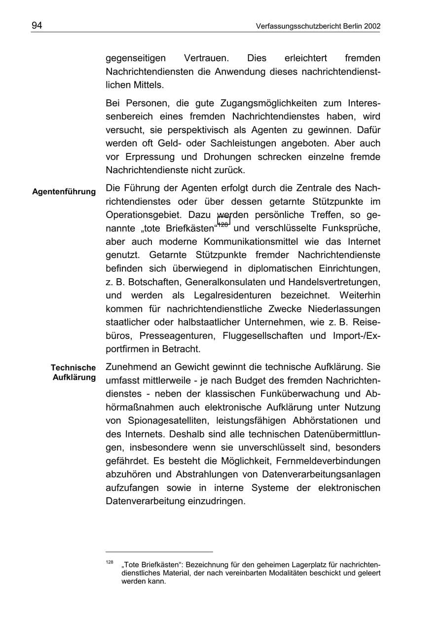 Seite 98 des Verfassungsschutzbericht 2002 Berlin