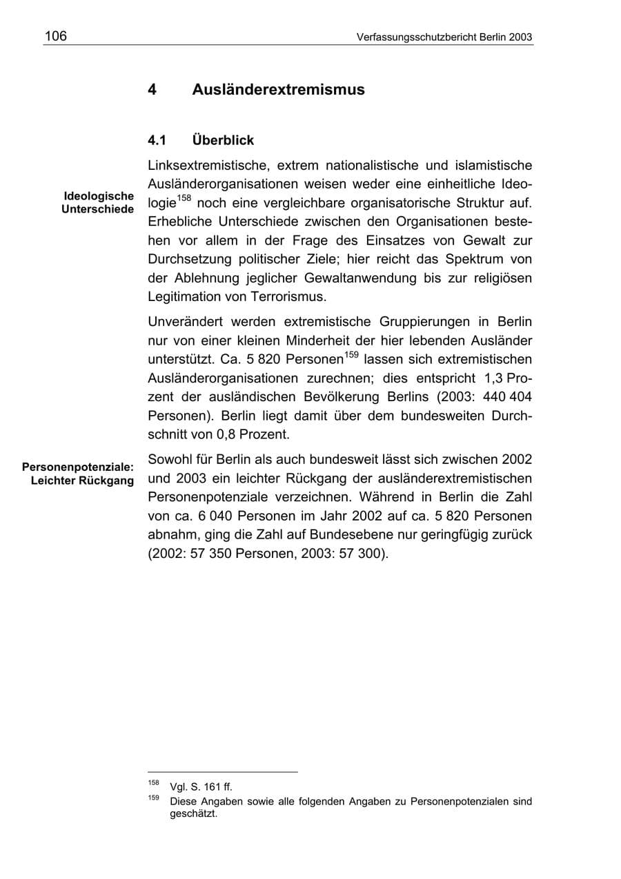 Seite 106 des Verfassungsschutzbericht 2003 Berlin