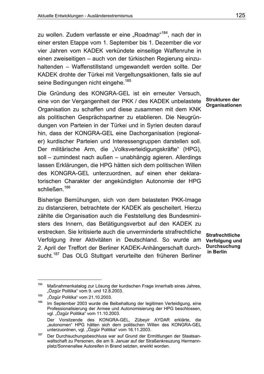 Seite 125 des Verfassungsschutzbericht 2003 Berlin