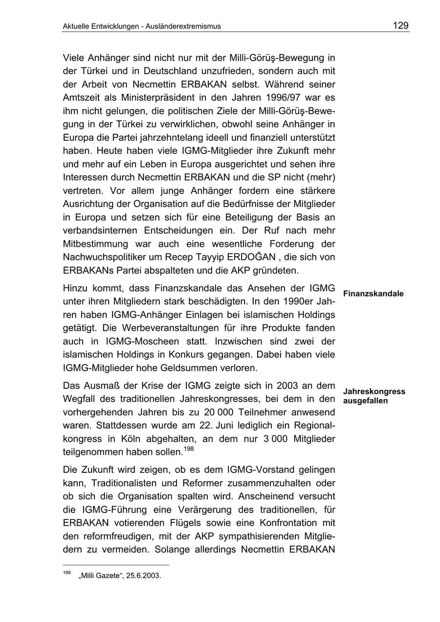 Seite 129 des Verfassungsschutzbericht 2003 Berlin