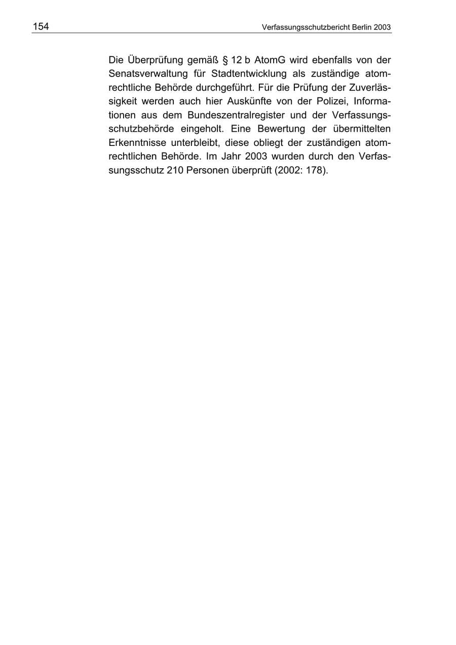 Seite 154 des Verfassungsschutzbericht 2003 Berlin