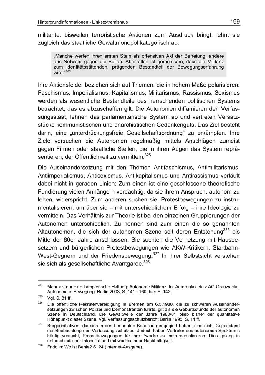 Seite 199 des Verfassungsschutzbericht 2003 Berlin