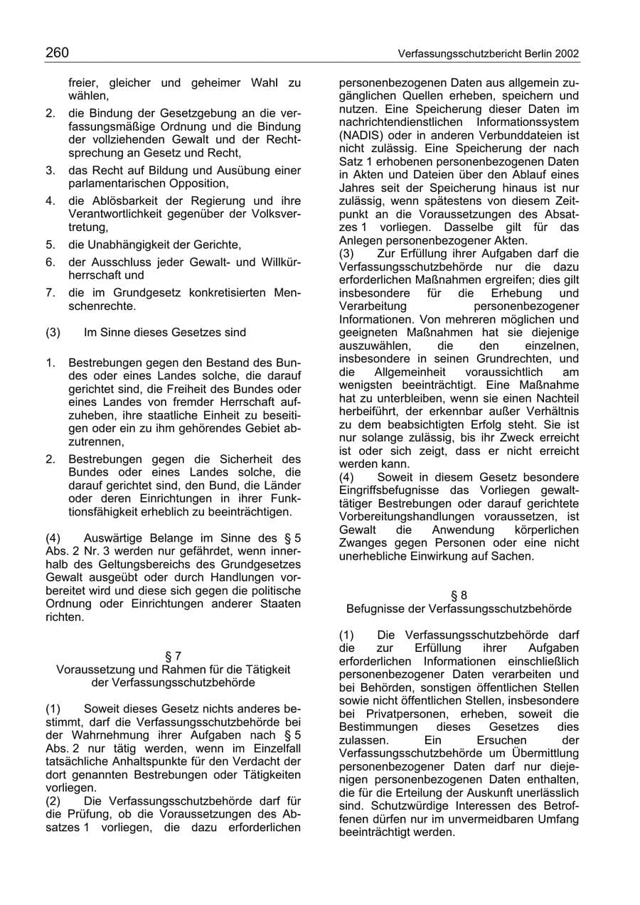 Seite 260 des Verfassungsschutzbericht 2003 Berlin
