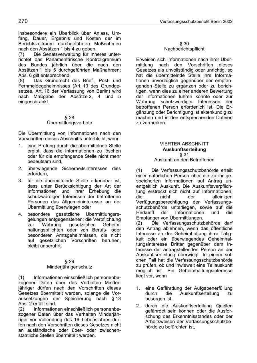Seite 270 des Verfassungsschutzbericht 2003 Berlin