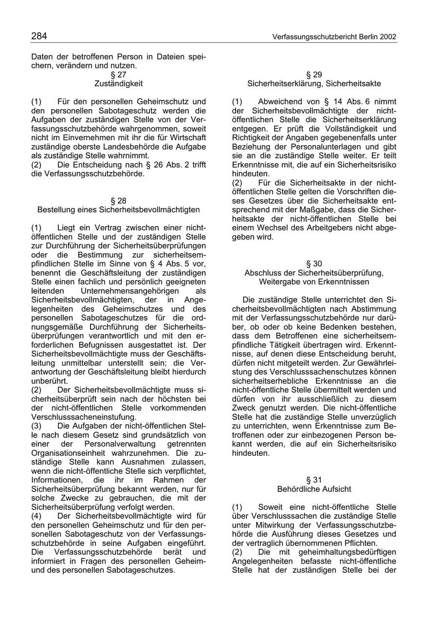 Seite 284 des Verfassungsschutzbericht 2003 Berlin