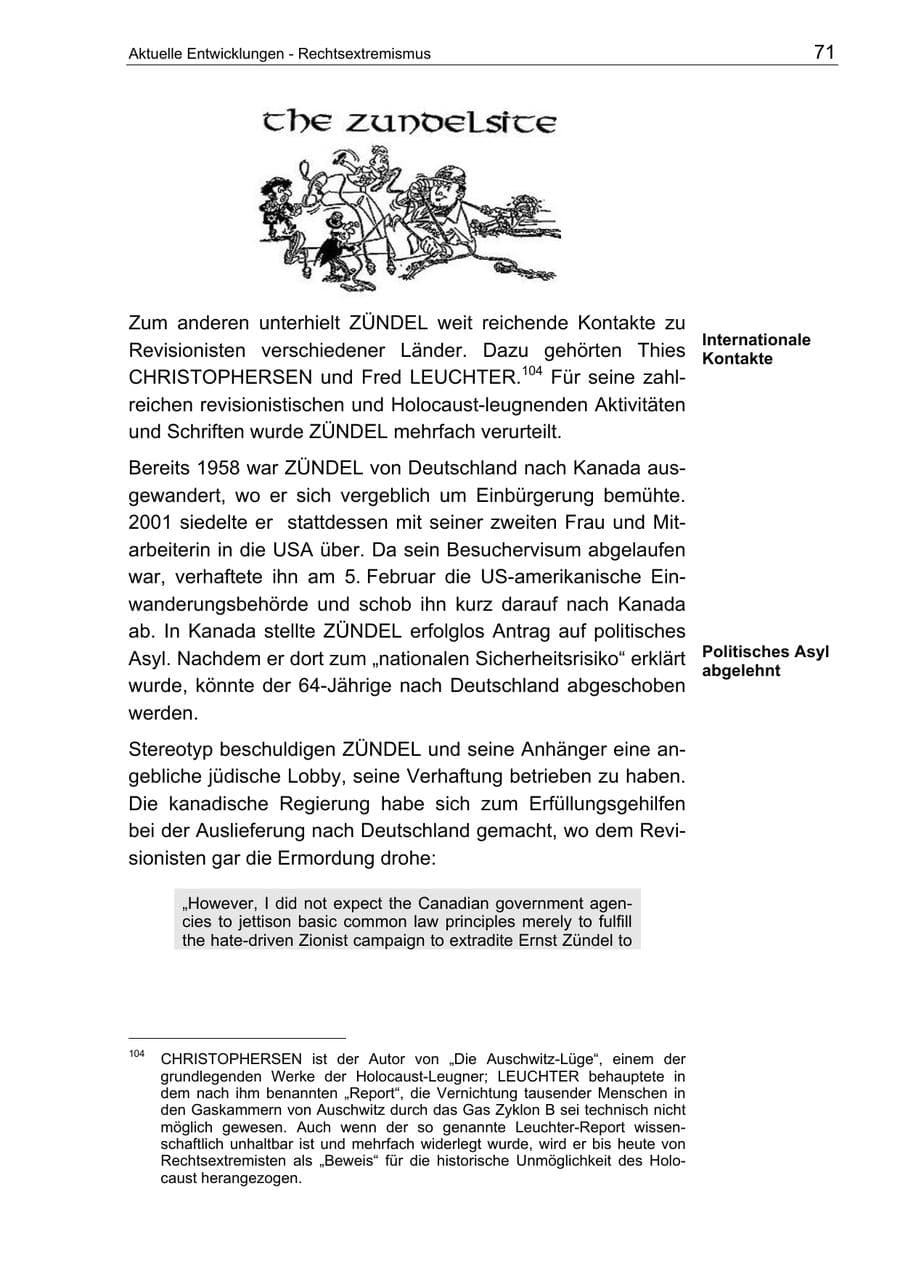 Seite 71 des Verfassungsschutzbericht 2003 Berlin