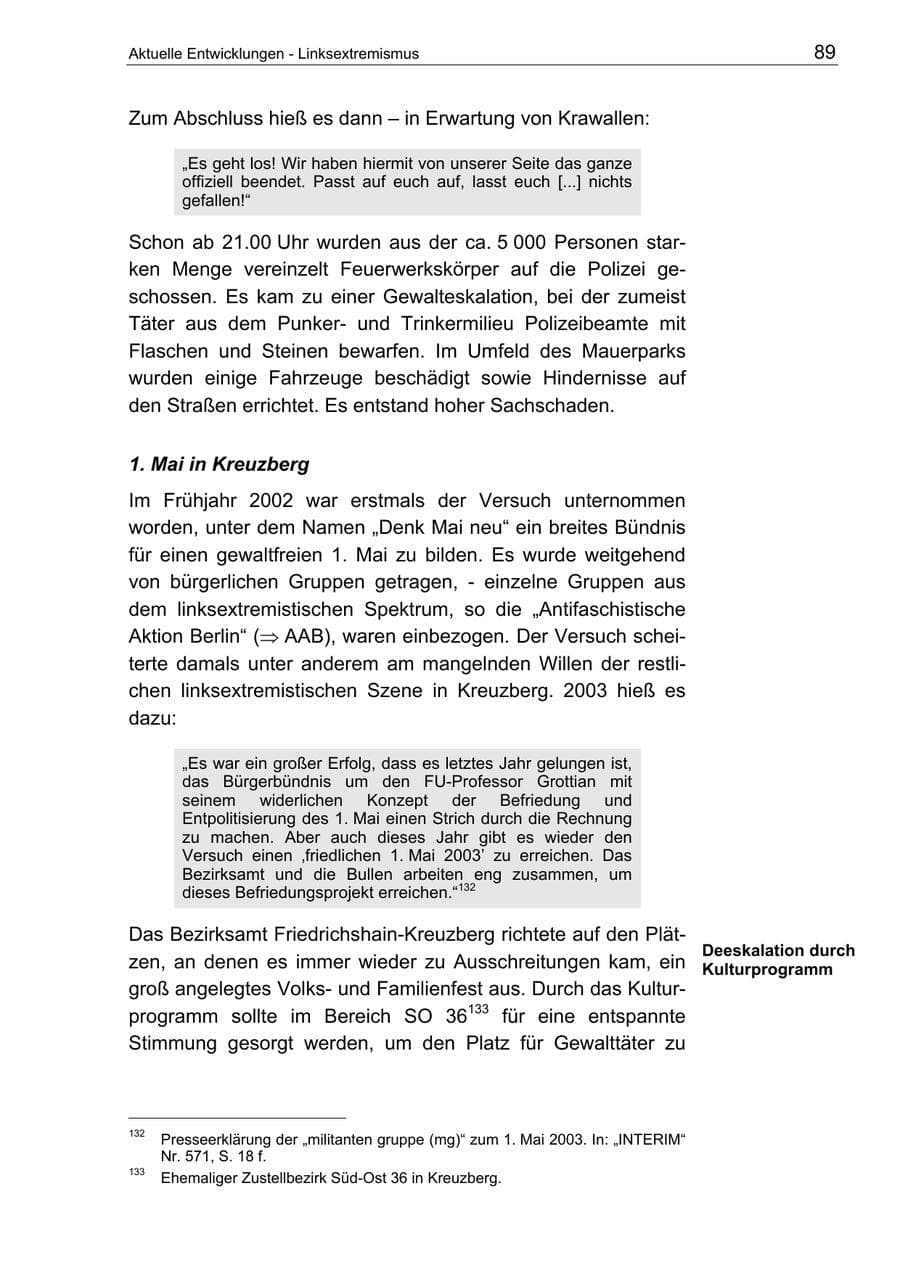 Seite 89 des Verfassungsschutzbericht 2003 Berlin