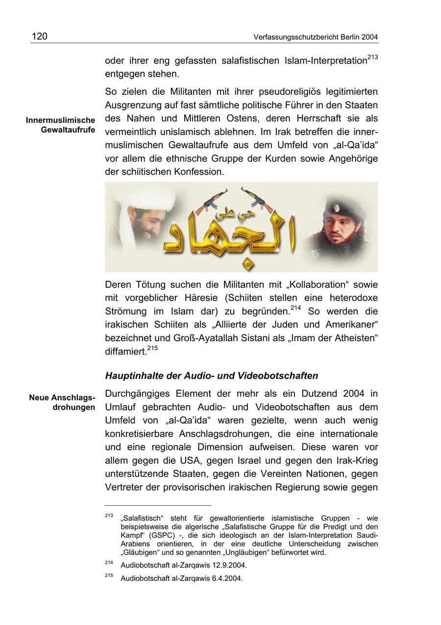 Seite 120 des Verfassungsschutzbericht 2004 Berlin