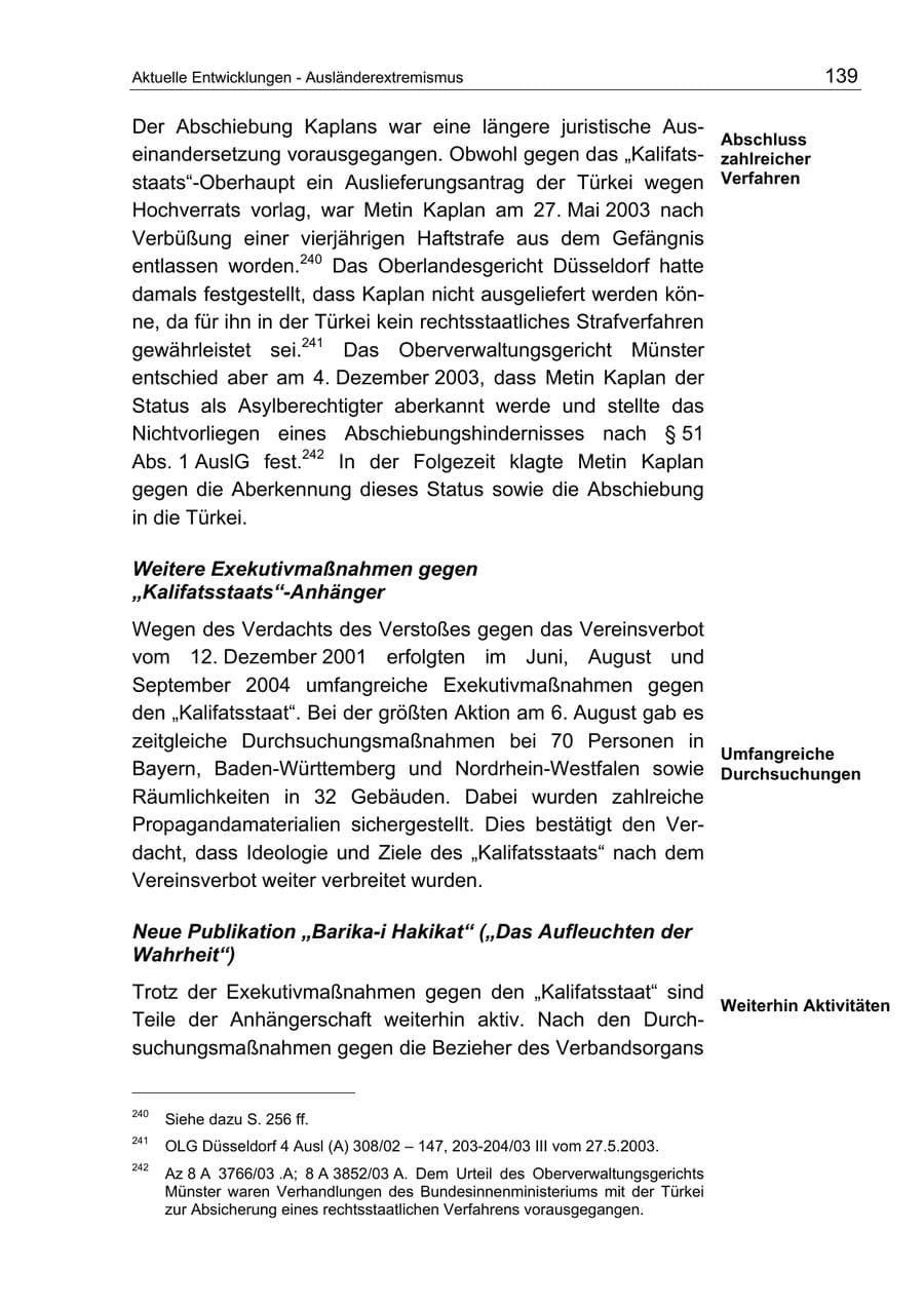 Seite 139 des Verfassungsschutzbericht 2004 Berlin