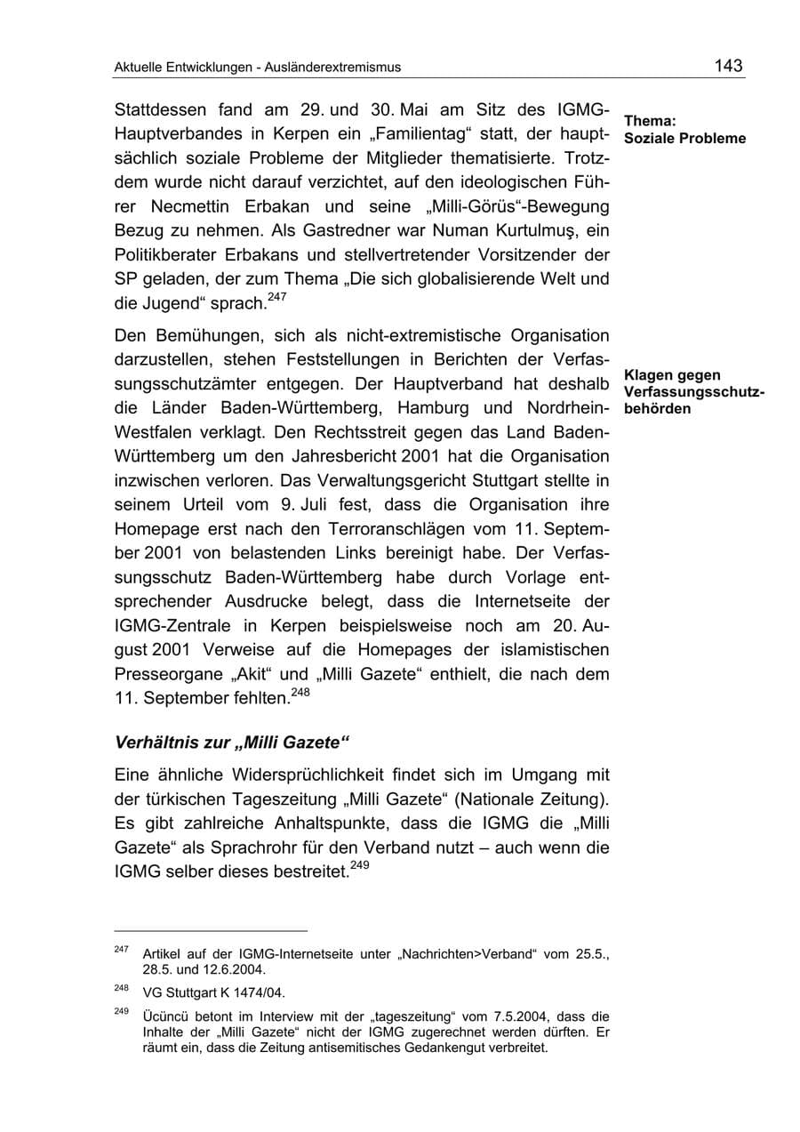 Seite 143 des Verfassungsschutzbericht 2004 Berlin