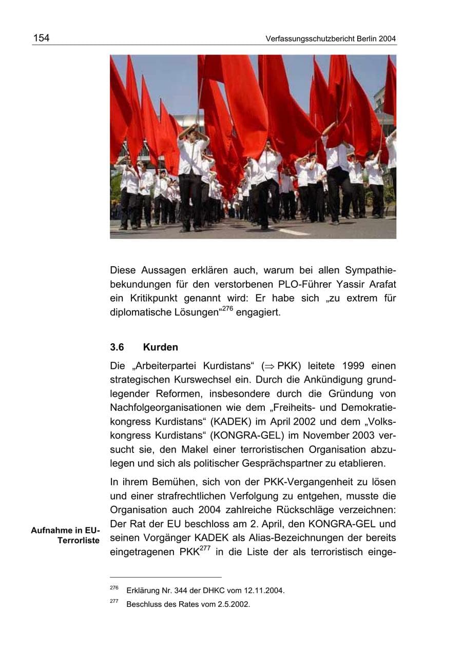 Seite 154 des Verfassungsschutzbericht 2004 Berlin