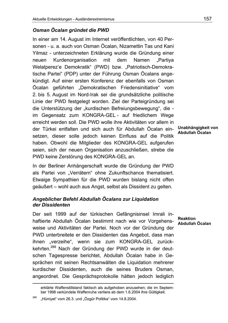 Seite 157 des Verfassungsschutzbericht 2004 Berlin
