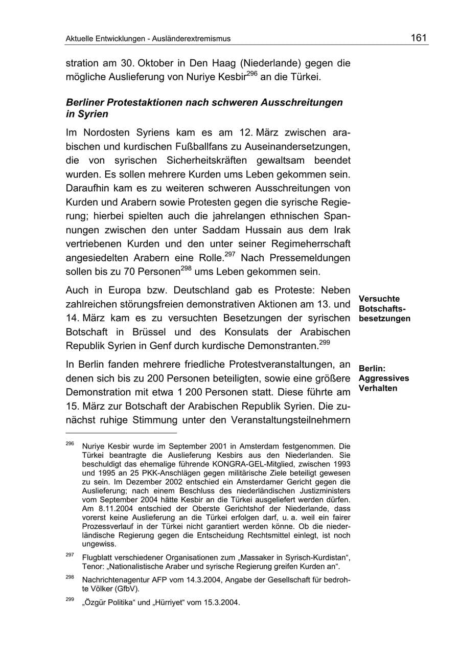 Seite 161 des Verfassungsschutzbericht 2004 Berlin