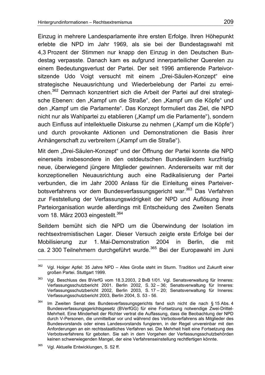 Seite 209 des Verfassungsschutzbericht 2004 Berlin