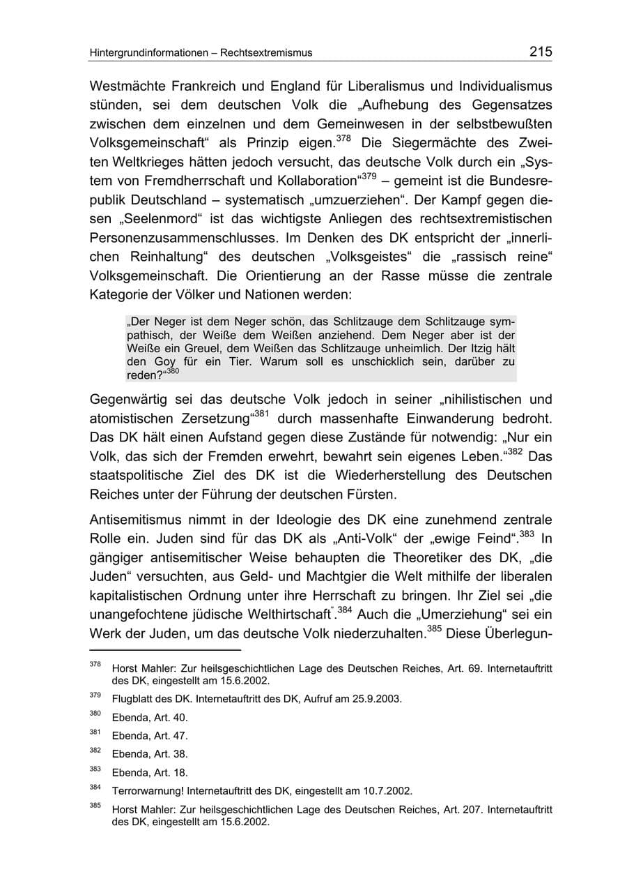 Seite 215 des Verfassungsschutzbericht 2004 Berlin