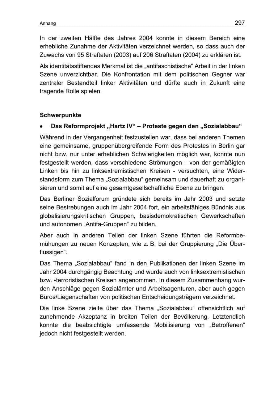 Seite 297 des Verfassungsschutzbericht 2004 Berlin