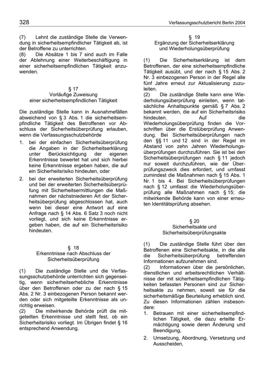 Seite 328 des Verfassungsschutzbericht 2004 Berlin