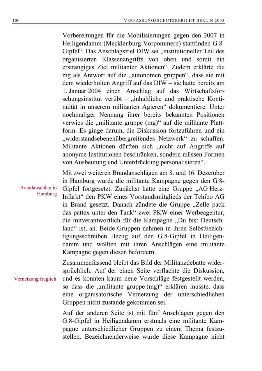Seite 101 des Verfassungsschutzbericht 2005 Berlin