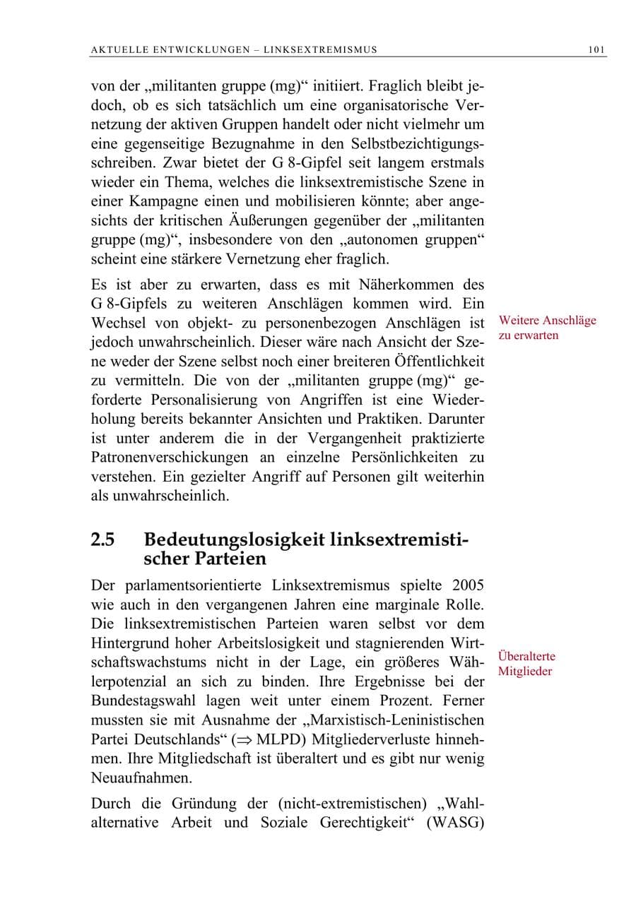 Seite 102 des Verfassungsschutzbericht 2005 Berlin